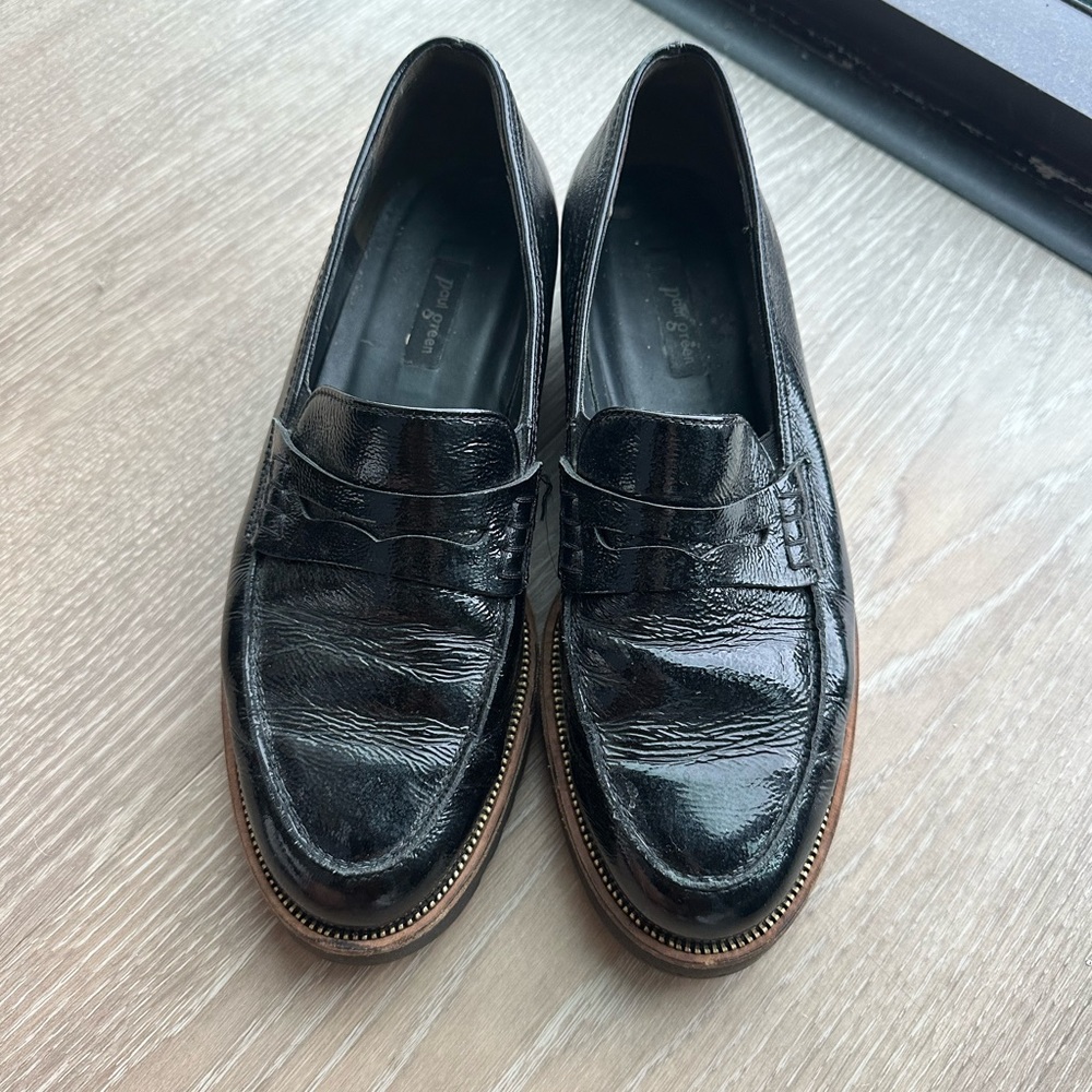 Black leather loafers